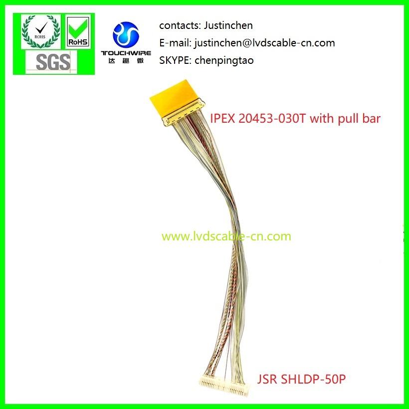 LVDS Kable, LCD  cable, ipex 20453-030T and JST SHLDP-40P, UL10064 32# Teflon