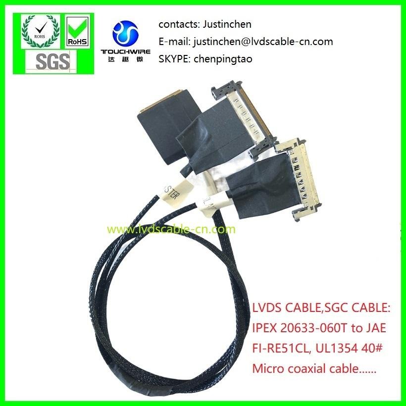 LVDS CABLE, SGC CABLE, IPEX 20680-050T with pull bar 