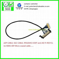 LVDS CABLE,SGC CABLE,IPEX 20453-030T to JAE FI-RE51CL,同軸線