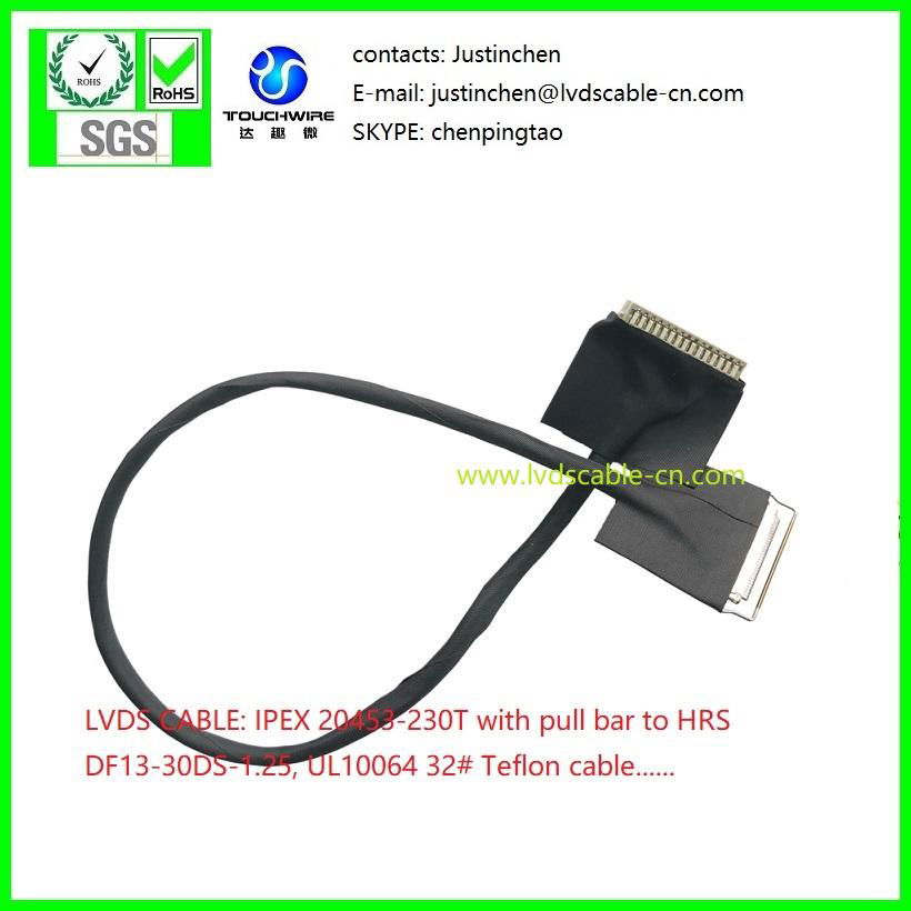 LVDS CABLE,IPEX 20453-030T to HRS DF13-30DS-1.25,UL10064 CABLE