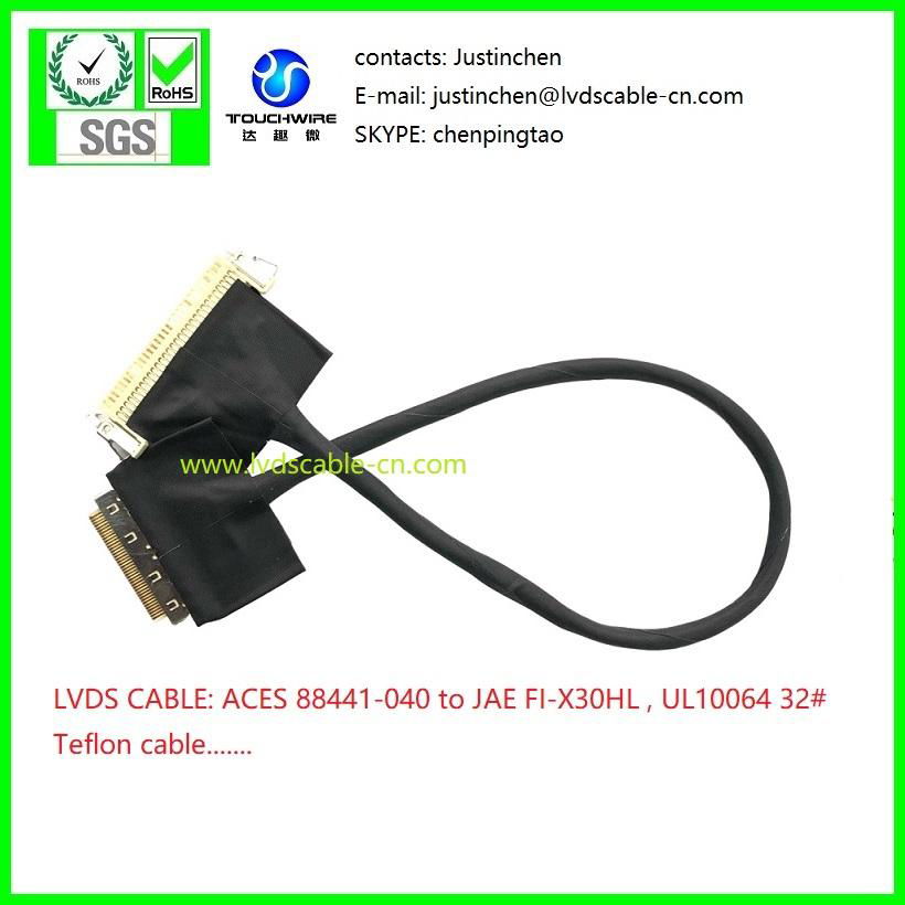 LVDS CABLE,IPEX 20453-030T to HRS DF13-30DS-1.25,UL10064 CABLE 3