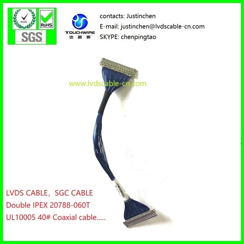 LVDS CABLE, SGC CABLE, IPEX 20788-060T ,UL1354 40# Micro coaxial cable