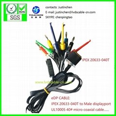 eDP cable, ipex 20633-040T,极细同轴线