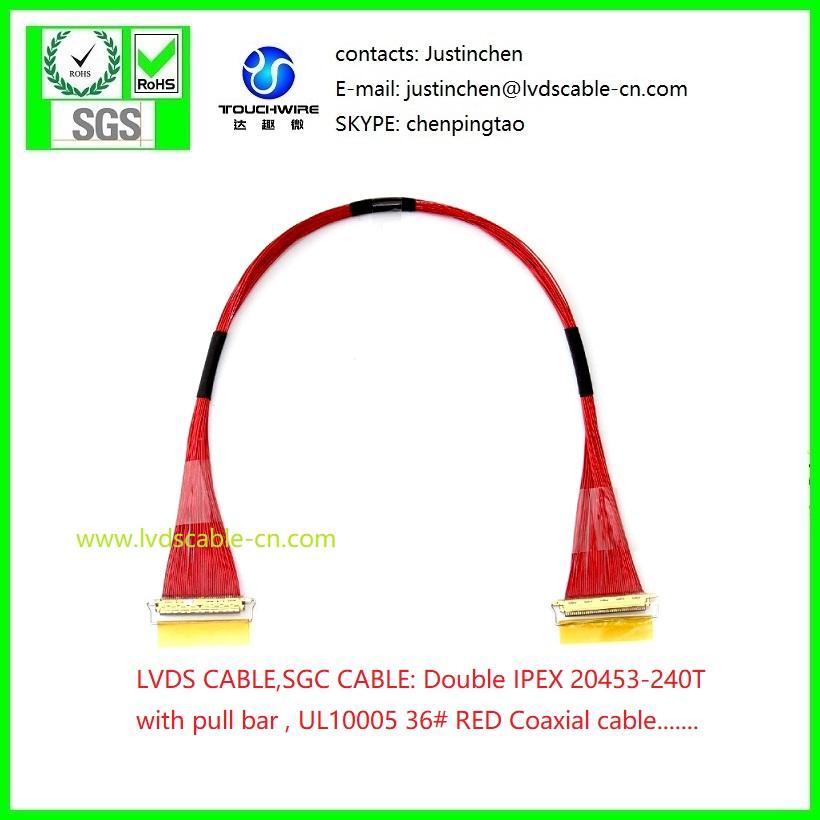 UL1354 36# Red Coaxial cable, SGC CABLE,LVDS CABLE,Double IPEX 20453-040T