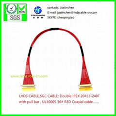 UL1354 36# Red Coaxial cable, SGC CABLE,LVDS CABLE,Double IPEX 20453-040T