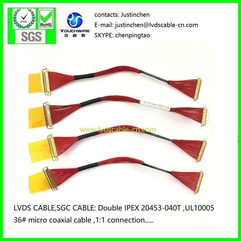 UL1354 36# Red Coaxial cable, SGC CABLE,LVDS CABLE,Double IPEX 20453-040T