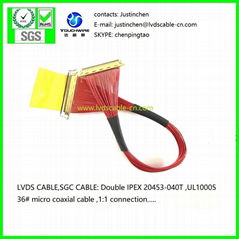 UL1354 36# Red Coaxial cable, SGC CABLE,LVDS CABLE,Double IPEX 20453-240T