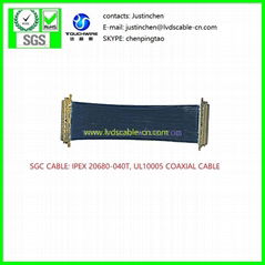 極細同軸線，雙頭IPEX 20680-040T ，LVDS CABLE,E,LCD CABLE