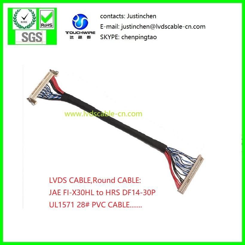 LVDS CABLE,JAE FI-X30HL and HRS DF14-30P,UL1571 28# wire harness  cable.....