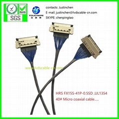 UL1354 36# Red Coaxial cable, SGC CABLE,LVDS CABLE,Double Hirose FX15S-41P-0.5SD