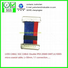 极细同轴线，双头IPEX 20679-040T ，LVDS CABLE,E,LCD CABLE