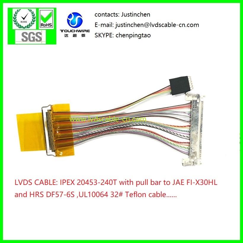 LVDS Kable, ipex 20453-040T and JAE FI-X30HL and DF57  UL10064 32# Teflon