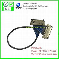 UL10005 40#极细同轴线, SGC CABLE,Double Hirose FX15S-41P-0.5SD