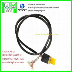 TFT,LVDS CABLE, IPEX 20453-040 to Hirose DF13-40DS-1.25