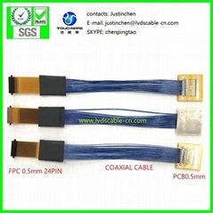 FPC CABLE, 0.5mm FPC to PCB, UL10005 Coaxial cable