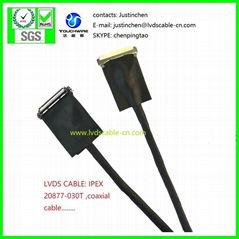 極細同軸線，雙頭IPEX 20877-030T ，LVDS CABLE,E,LCD CABLE