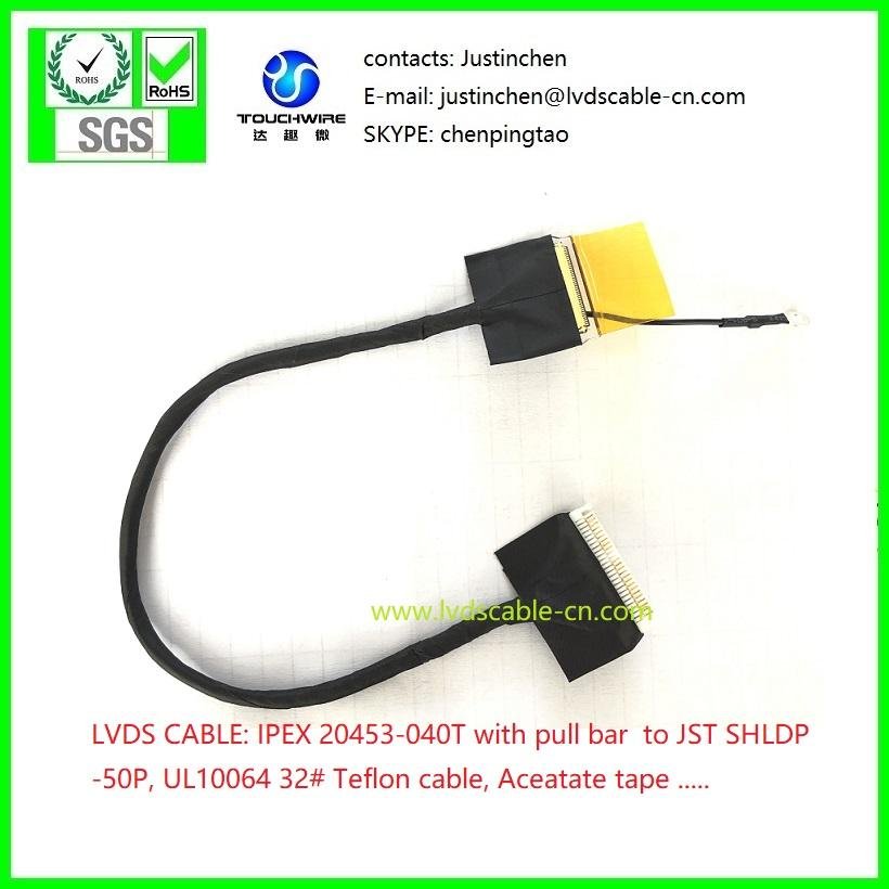 LVDS Kable, LCD  cable, ipex 20453-230T and JST SHLDP-50P