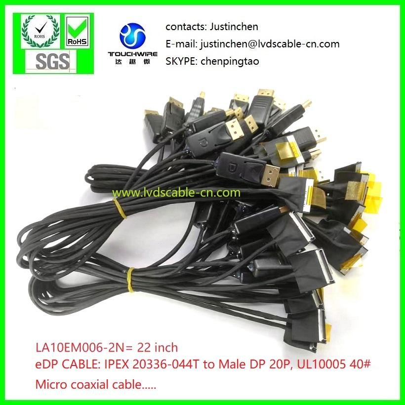 LA10EM006-2N eDP CABLE ,IPEX 20336-044T to DP 20PIN, UL10005 40AWG coaxial cable
