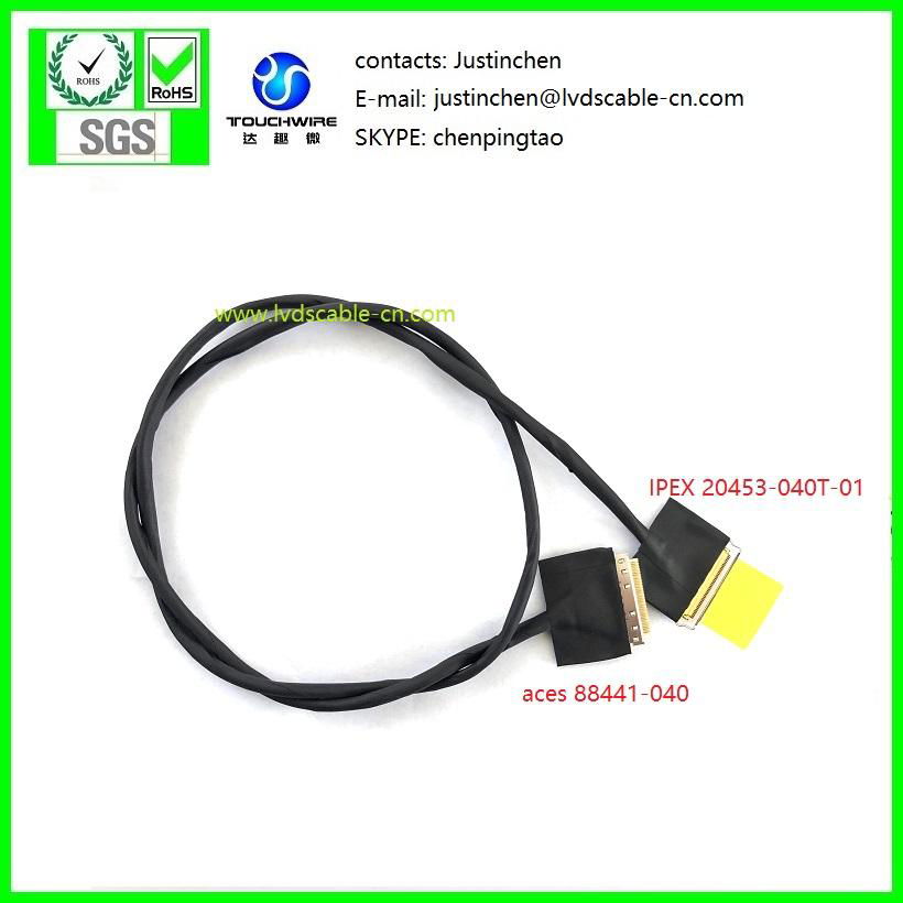 LVDS CABLE,IPEX 20453-040T-01 to ACES 88441 ,UL10064 32# Teflon cable