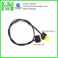 LVDS CABLE,IPEX 20453-040T-01 to ACES 88441 ,UL10064 32# 铁氟龙