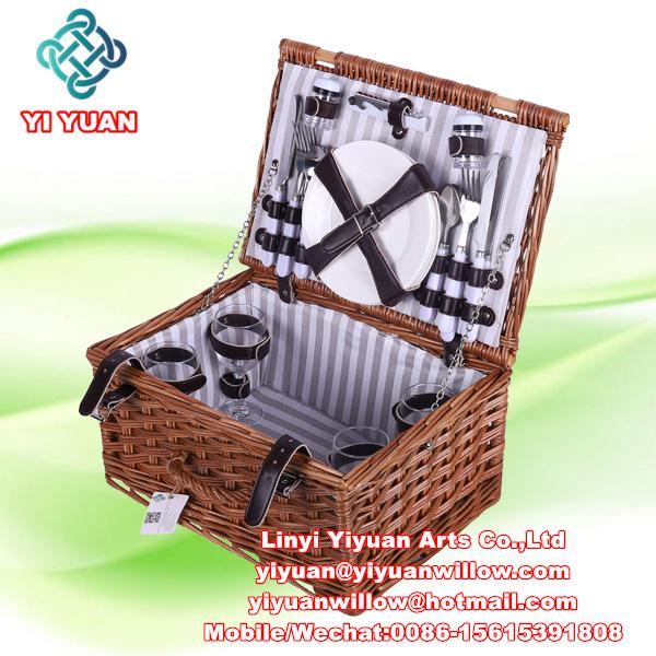 High Quality Natural Eco-Friendly Willow Wicker Picnic Basket Camping Basket  1