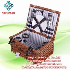 High Quality Natural Eco-Friendly Willow Wicker Picnic Basket Camping Basket 