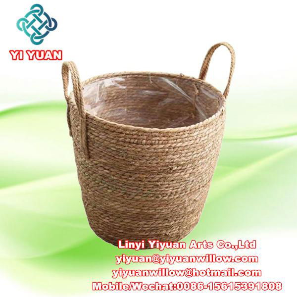 Storage Baskets with Handle Plastic Lining Weave Wicker for Planting Flower 5