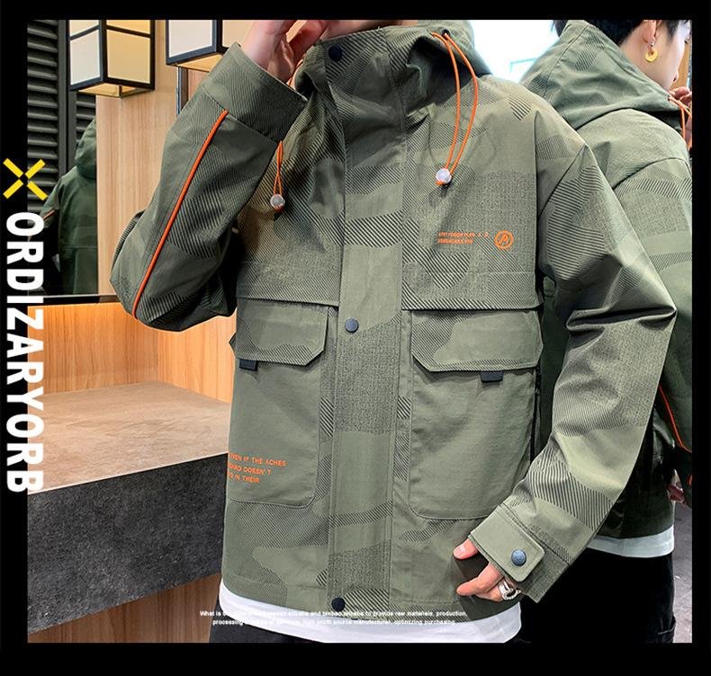 Top Korean hooded men's camouflage youth student trend