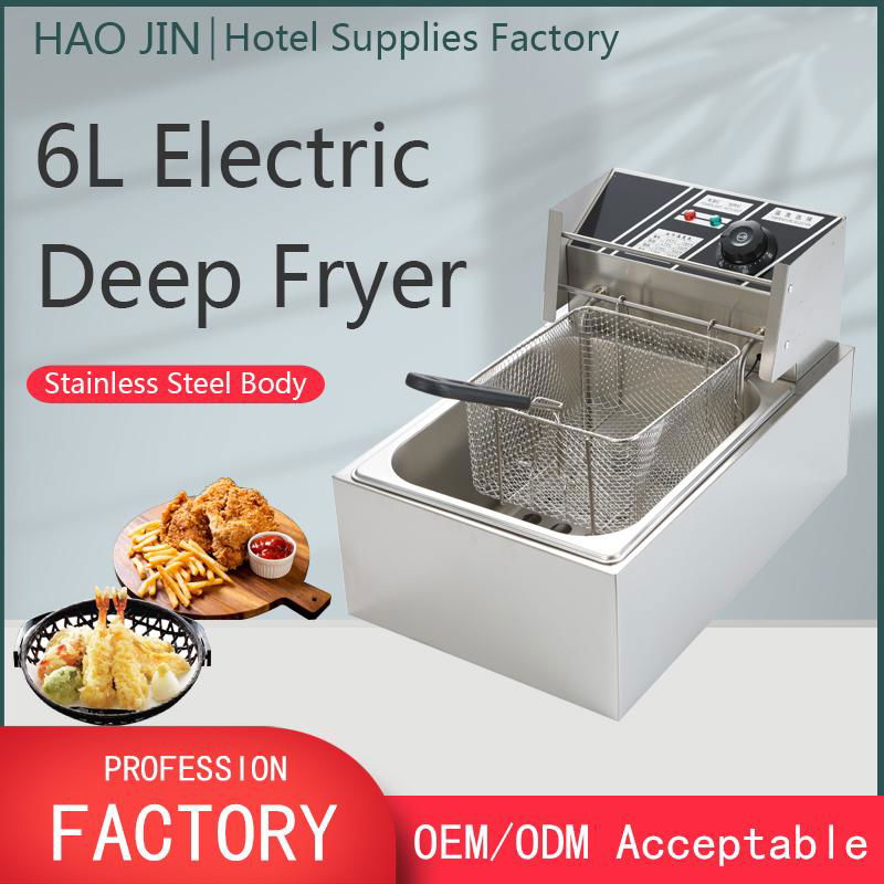 HOCHUN Stainless Steel 6L Single Tank Single Fry Basket Electric Deep Fryer