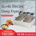 HOCHUN Stainless Steel 12L Double Tanks Double Fry Baskets Electric Deep Fryer 1