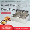 HOCHUN Stainless Steel 12L Double Tanks Double Fry Baskets Electric Deep Fryer