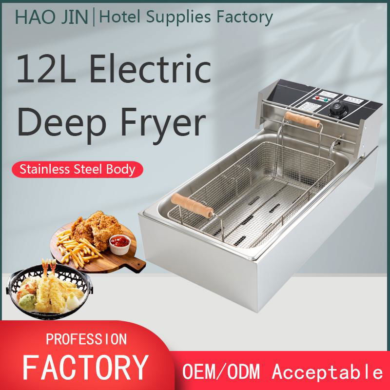 HOCHUN Stainless Steel 12L ingle Tank Single Fry Basket Electric Deep Fryer