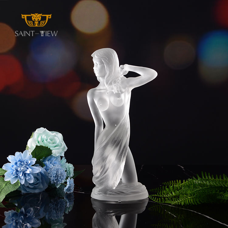Artist Limited High Quality Crystal Glass Female Human Body Figurine Girls Statu