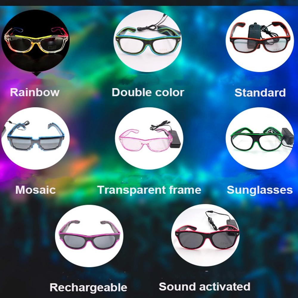 Party Supplier USB Rechargeable Wireless Light Up Led Lighting EL Wire Glasses 3