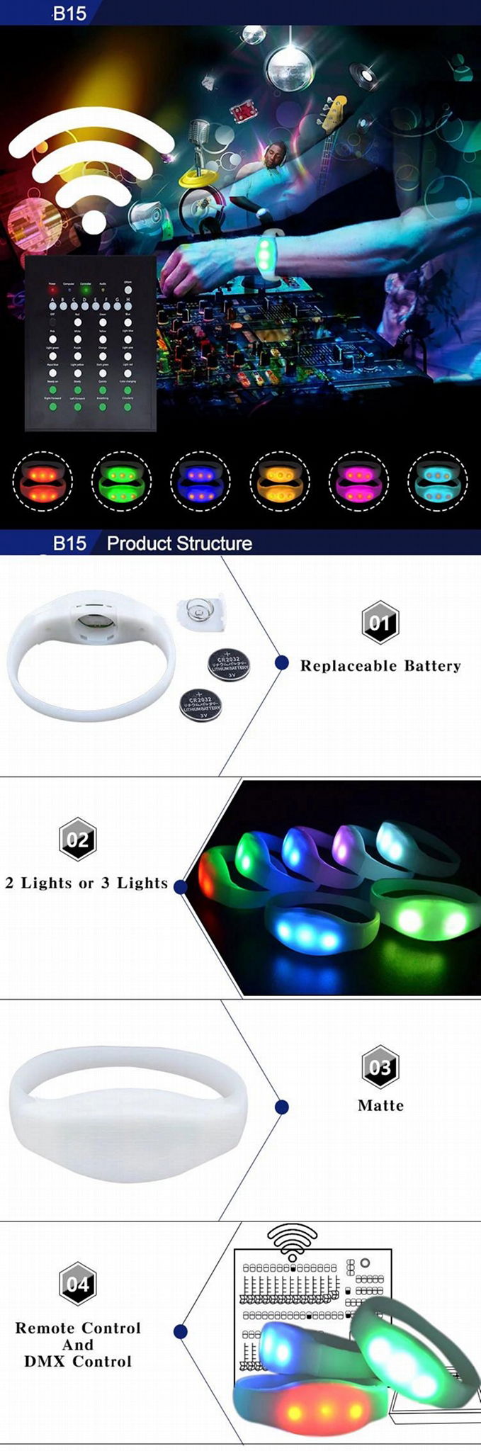 New Product Custom Remote Controlled Led Silicone Bracelet 4