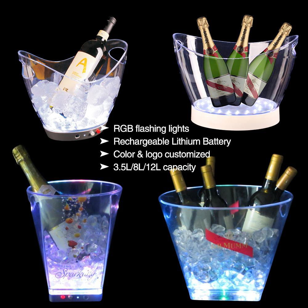 Plastic Bucket LED Lighting RGB flashing plastic ice bucket 3