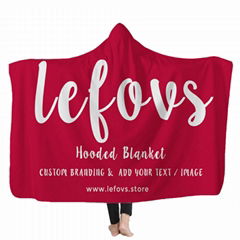Custom sherpa fleece hooded blanket for adults