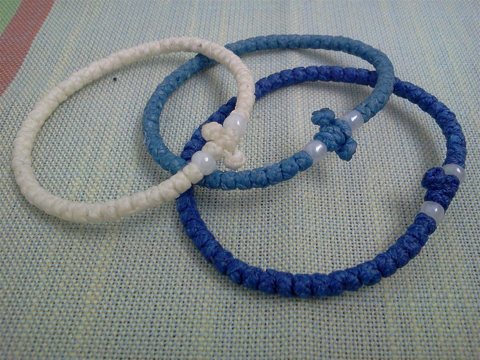 直接工厂直销Komboskini希腊祈祷绳手镯，黑色交叉祈祷绳Komboskini与蓝色珠子 3