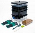 4Trays Mini Portable Worm Factory Vermicomposting Bin for Inside Ourside