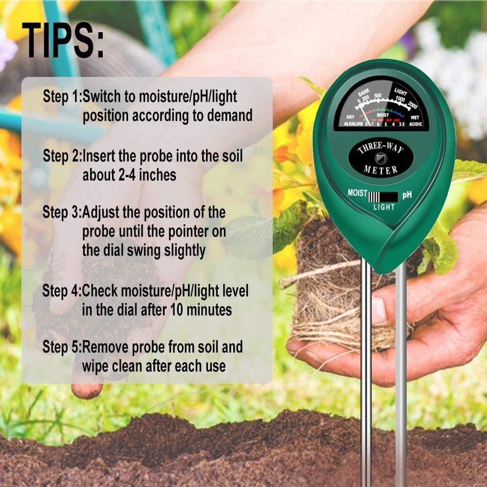 4Gardens Soil Test Kit 3 in 1 pH Moisture Meter Plant Water Light Tester  2