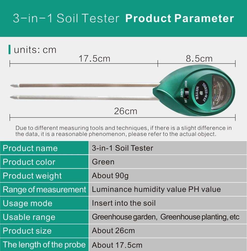 4Gardens Soil Test Kit 3 in 1 pH Moisture Meter Plant Water Light Tester  4