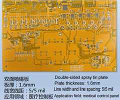 Double-sided spray tin plate Plate thickness: 1.6mm Line width and line spacing: