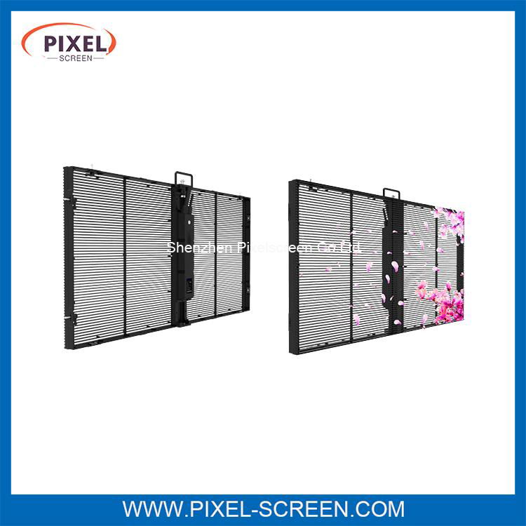 P3.91 outdoor transparent led screen for media facade advertising 3