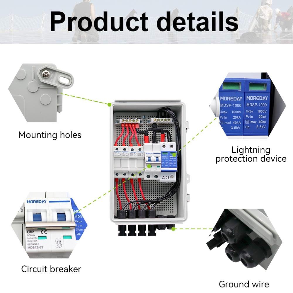 Moreday Factory Price Dc 1-4string 1000v Ip66 Panel Array Power Solar Pv String  5