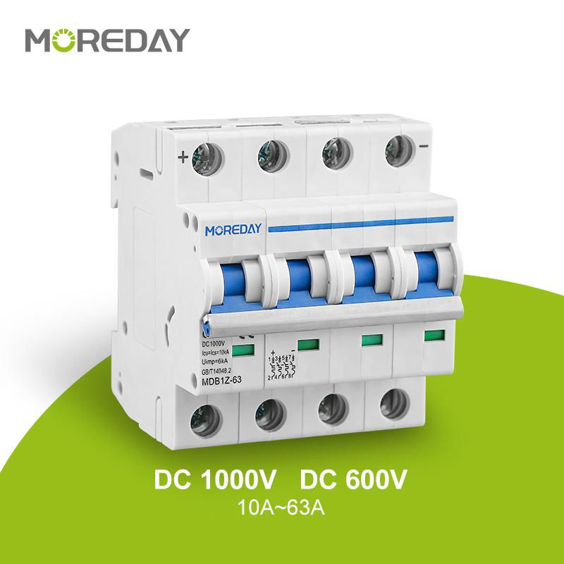 MOREDAY DC Mini Circuit Breaker 63 Amp Solar Circuit Breakers 4 Pole busbar MCB 