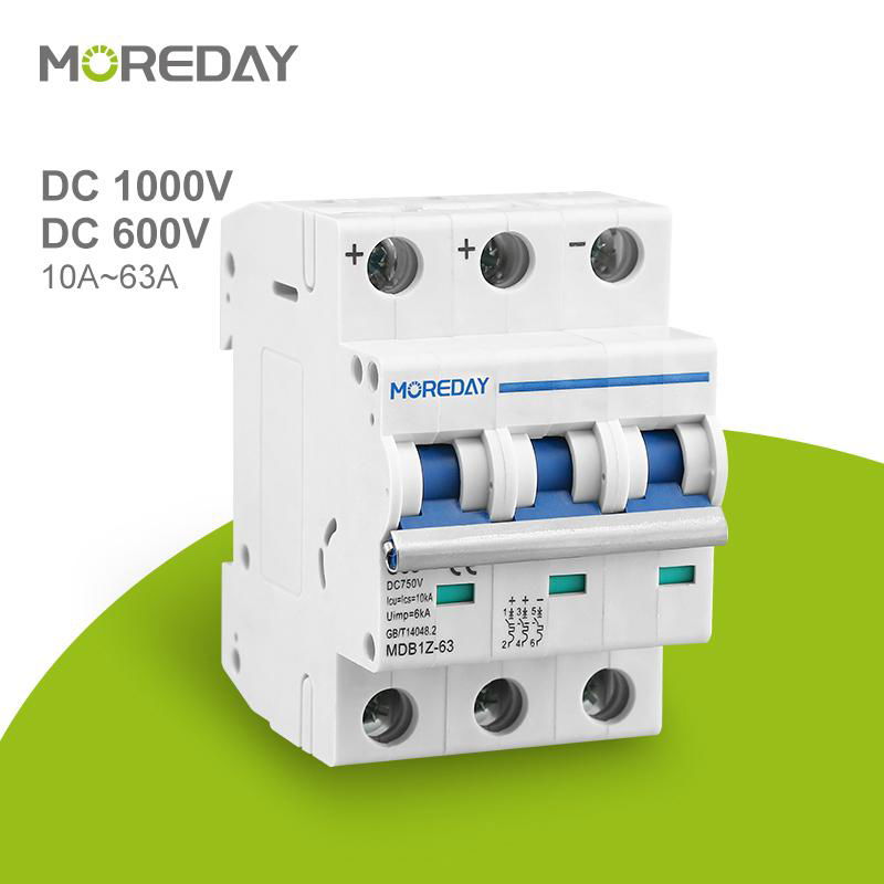 MOREDAY DC Mini Circuit Breaker 63 Amp Solar Circuit Breakers 4 Pole busbar MCB  2