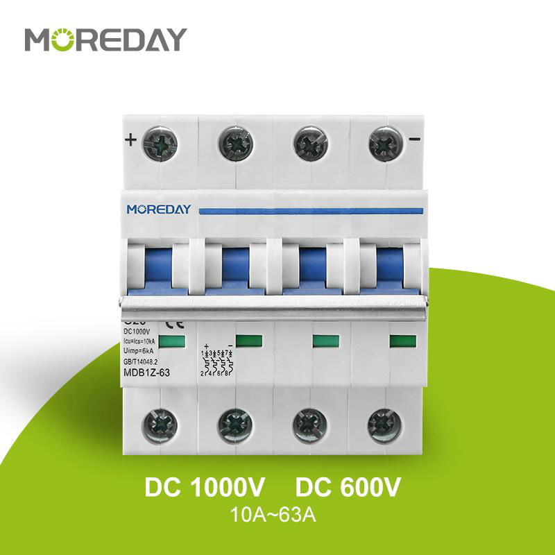 MOREDAY DC Mini Circuit Breaker 63 Amp Solar Circuit Breakers 4 Pole busbar MCB  4