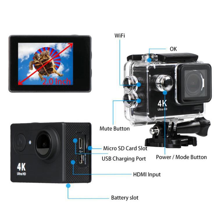 Cheapest 2inch screen waterproof 720P action camera 5