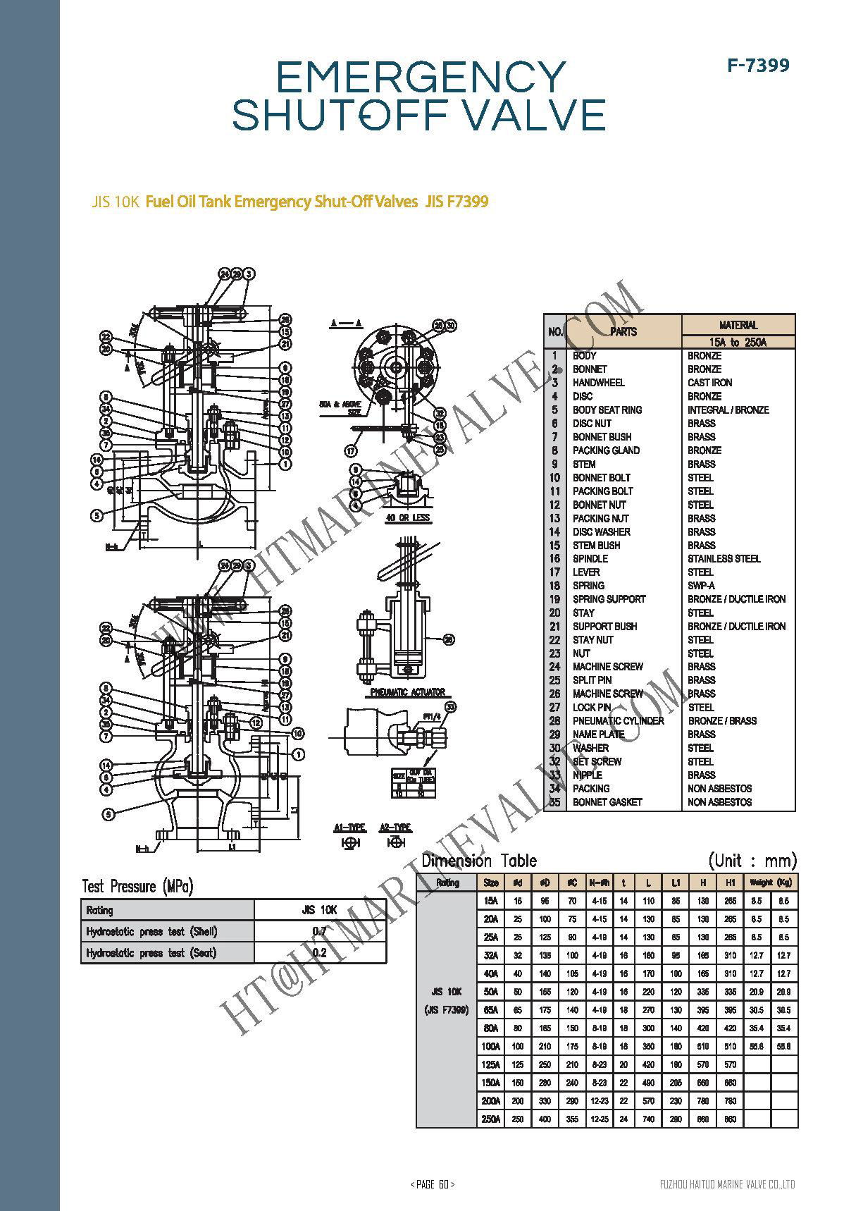 JIS F7399 Fuel Oil Tank Emergency Shut-off Valves 3