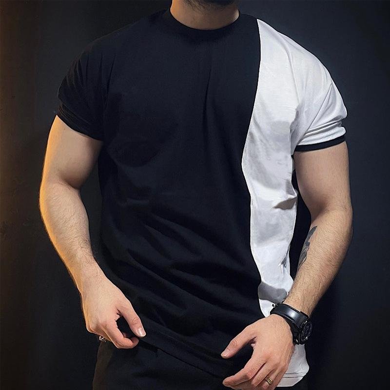 European and American t-shirt stitching short-sleeved men's T-shirt 5
